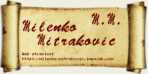 Milenko Mitraković vizit kartica
